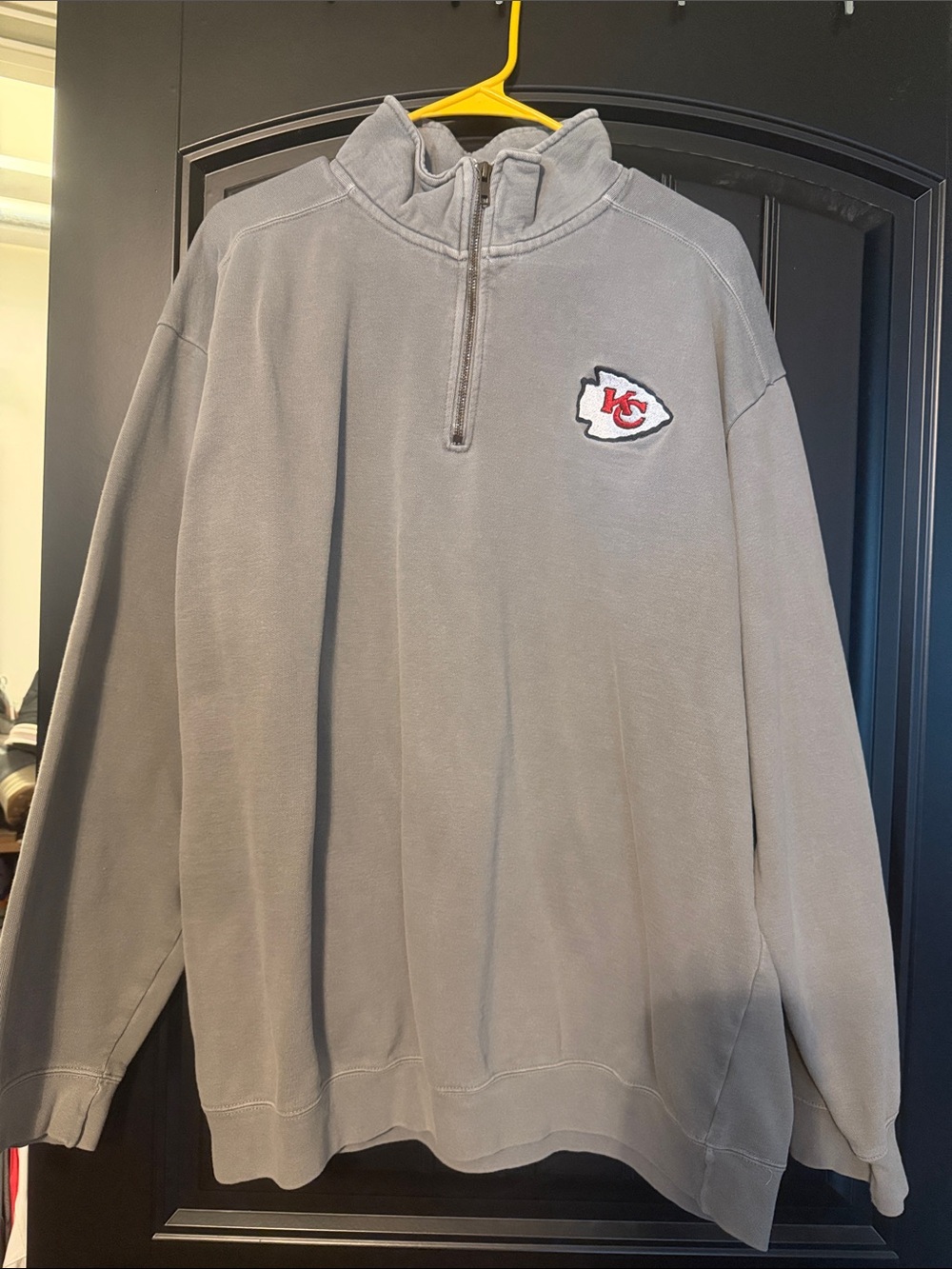 Comfort Colors Men's Gray Quarter-Zip Sweater with KC Logo